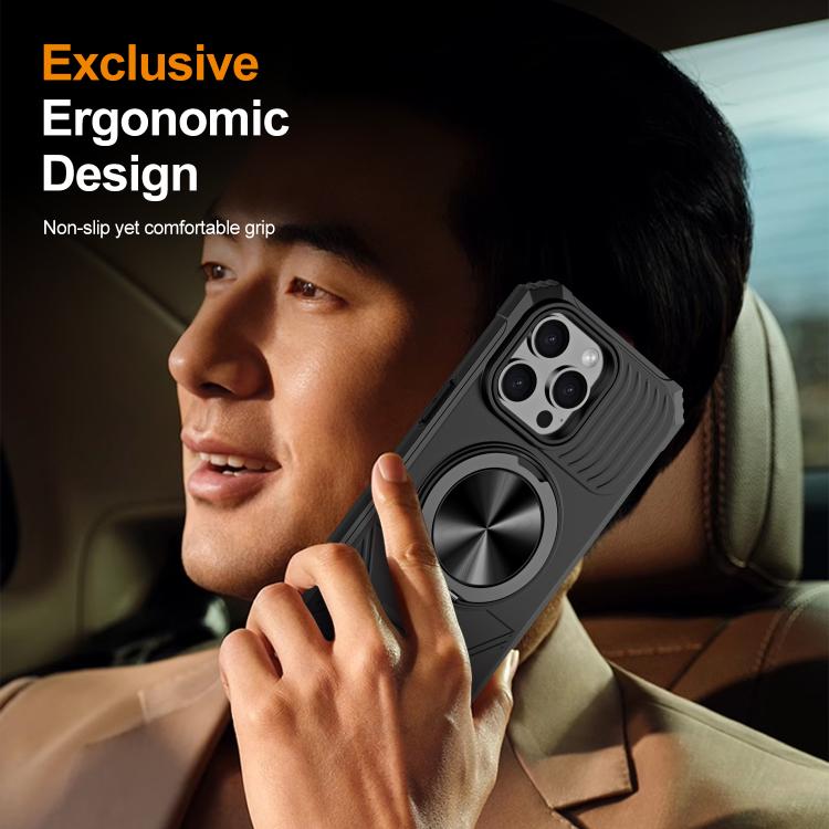 For iPhone 13 Pro Alloy Rotating Holder MagSafe Shockproof Phone Case