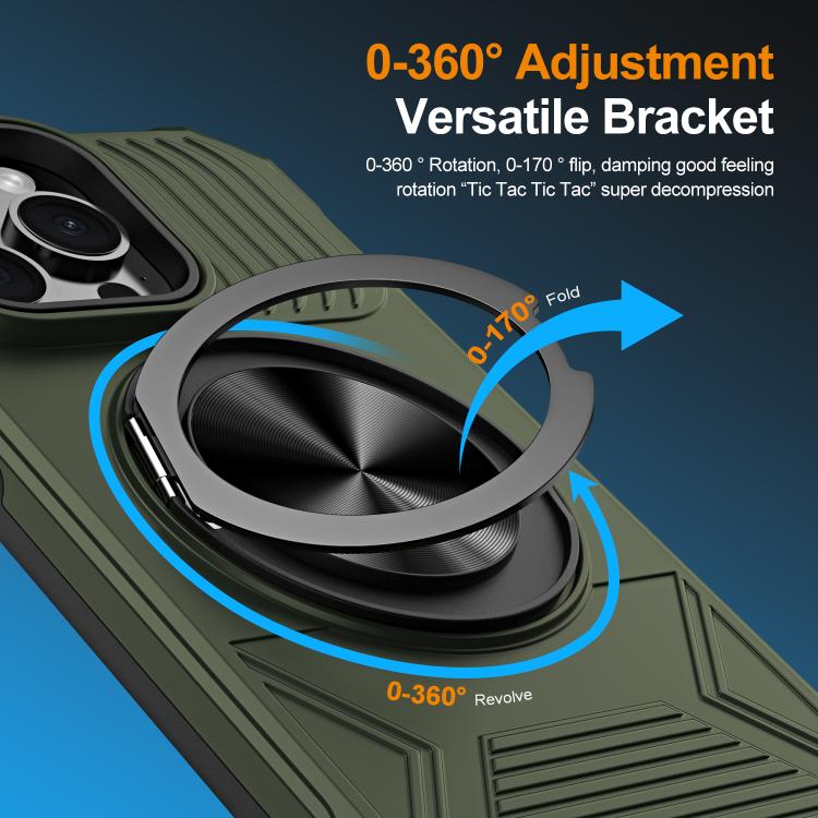 For iPhone 13 Pro Alloy Rotating Holder MagSafe Shockproof Phone Case
