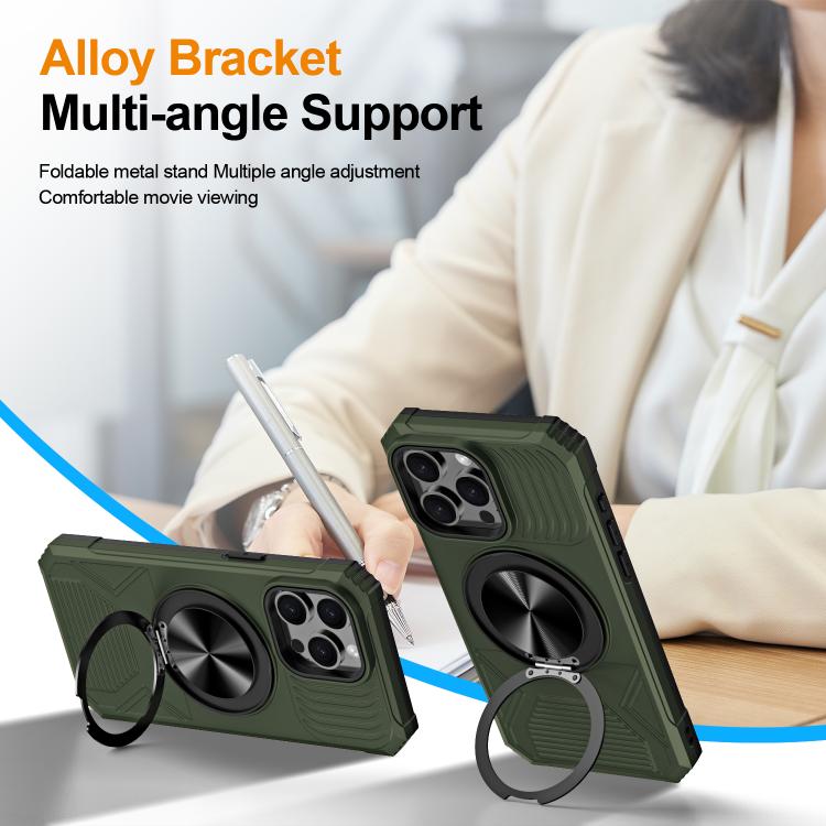 For iPhone 13 Pro Alloy Rotating Holder MagSafe Shockproof Phone Case