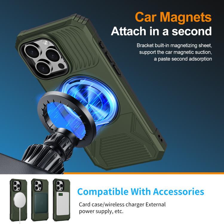 For iPhone 13 Pro Alloy Rotating Holder MagSafe Shockproof Phone Case