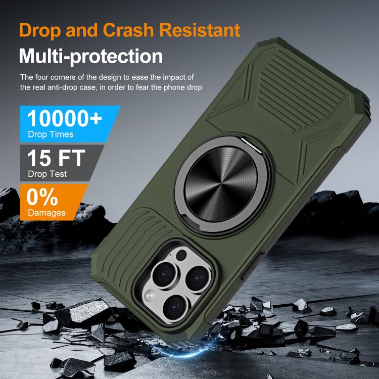 For iPhone 13 Pro Alloy Rotating Holder MagSafe Shockproof Phone Case