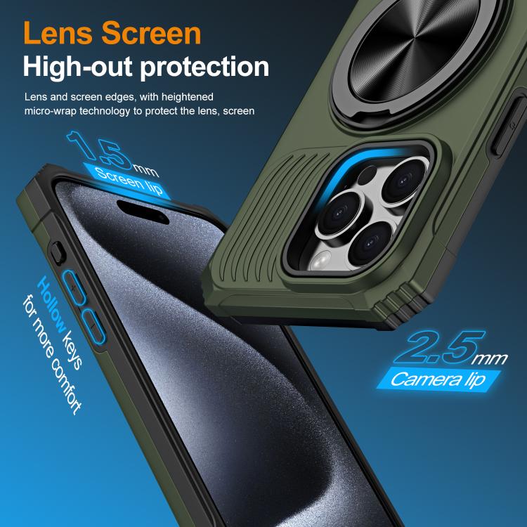 For iPhone 13 Pro Alloy Rotating Holder MagSafe Shockproof Phone Case