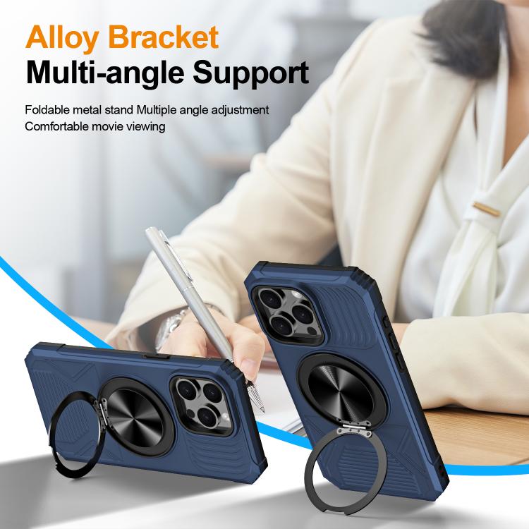 For iPhone 13 Pro Alloy Rotating Holder MagSafe Shockproof Phone Case