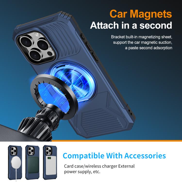 For iPhone 13 Pro Alloy Rotating Holder MagSafe Shockproof Phone Case