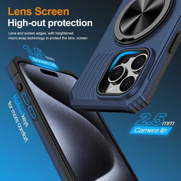 For iPhone 13 Pro Alloy Rotating Holder MagSafe Shockproof Phone Case