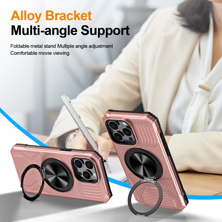 For iPhone 13 Pro Alloy Rotating Holder MagSafe Shockproof Phone Case