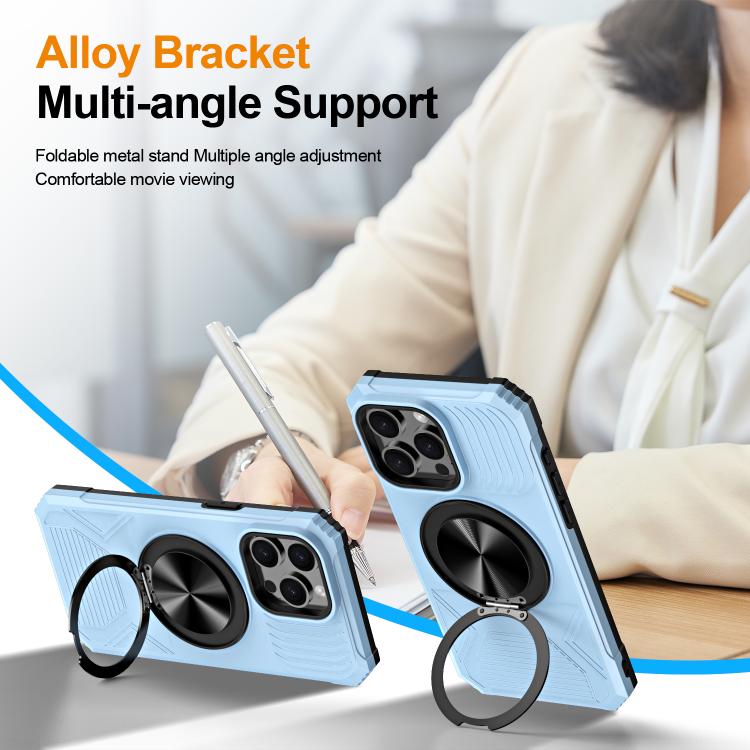 For iPhone 13 Pro Alloy Rotating Holder MagSafe Shockproof Phone Case