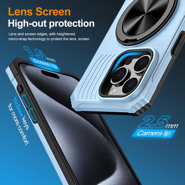 For iPhone 13 Pro Alloy Rotating Holder MagSafe Shockproof Phone Case