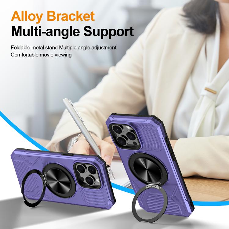 For iPhone 13 Pro Alloy Rotating Holder MagSafe Shockproof Phone Case