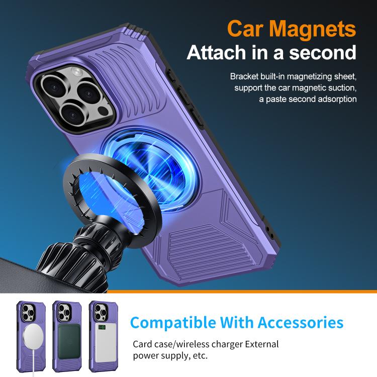 For iPhone 13 Pro Alloy Rotating Holder MagSafe Shockproof Phone Case