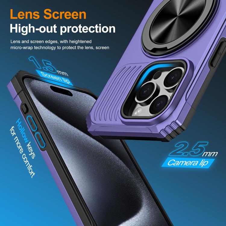 For iPhone 13 Pro Alloy Rotating Holder MagSafe Shockproof Phone Case