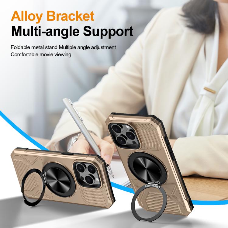 For iPhone 13 Pro Alloy Rotating Holder MagSafe Shockproof Phone Case