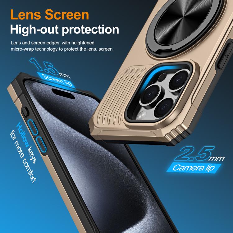 For iPhone 13 Pro Alloy Rotating Holder MagSafe Shockproof Phone Case