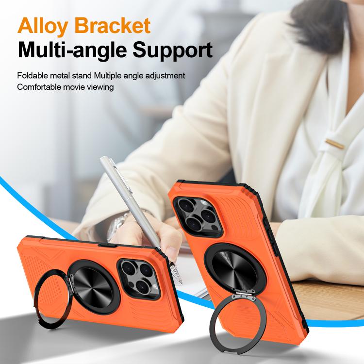 For iPhone 13 Pro Alloy Rotating Holder MagSafe Shockproof Phone Case