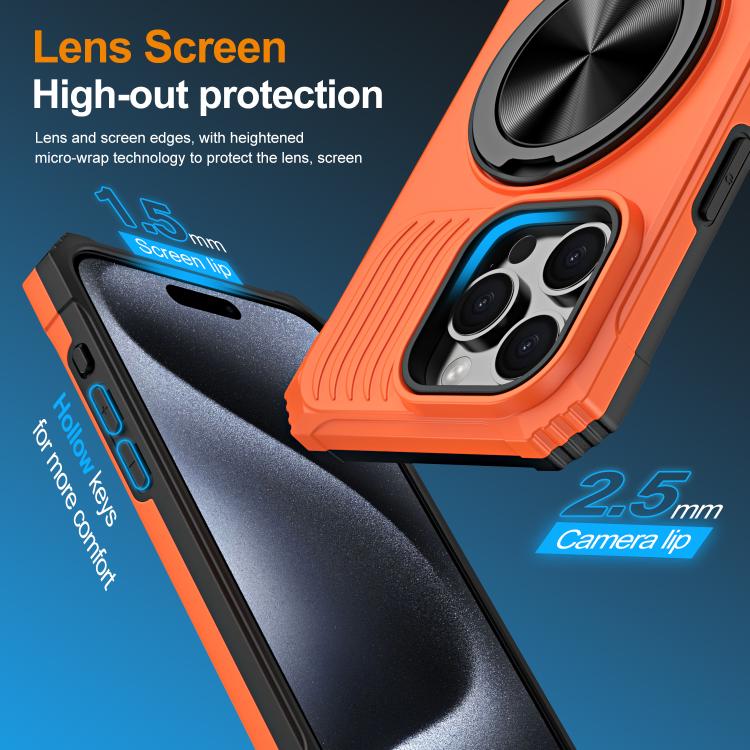 For iPhone 13 Pro Alloy Rotating Holder MagSafe Shockproof Phone Case