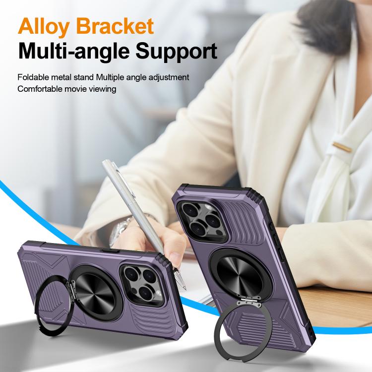 For iPhone 13 Pro Alloy Rotating Holder MagSafe Shockproof Phone Case
