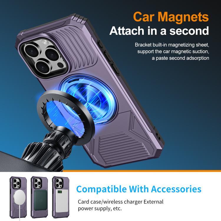 For iPhone 13 Pro Alloy Rotating Holder MagSafe Shockproof Phone Case