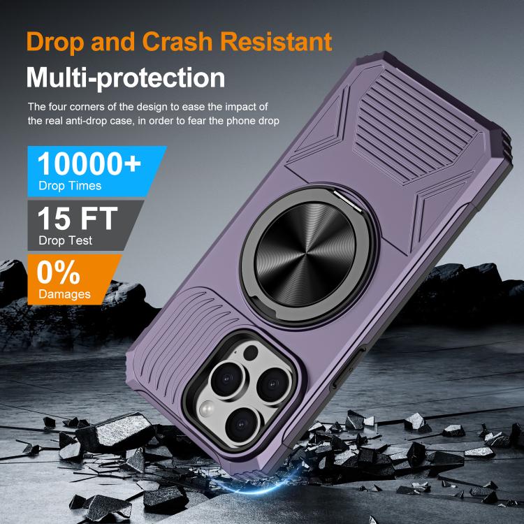 For iPhone 13 Pro Alloy Rotating Holder MagSafe Shockproof Phone Case