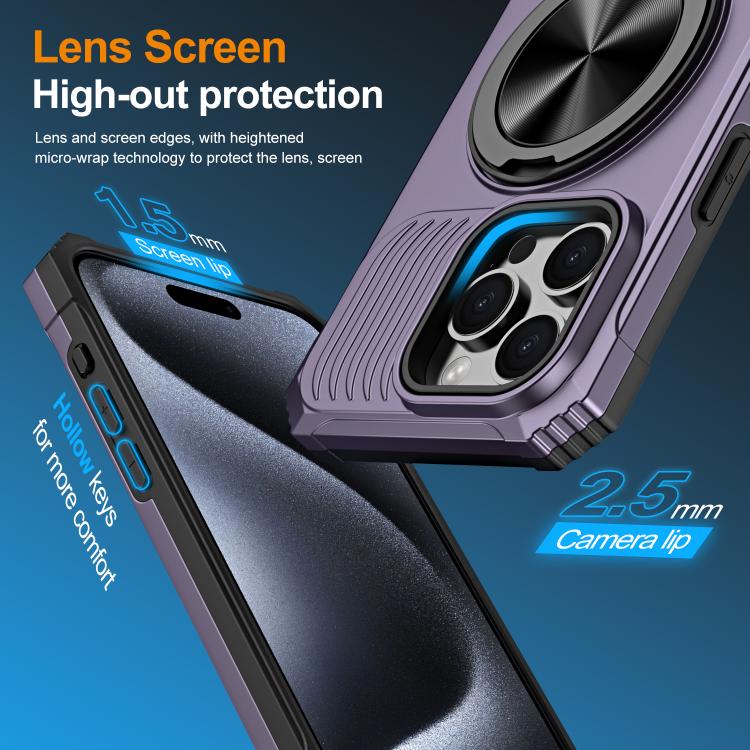 For iPhone 13 Pro Alloy Rotating Holder MagSafe Shockproof Phone Case