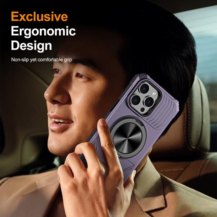 For iPhone 13 Pro Alloy Rotating Holder MagSafe Shockproof Phone Case