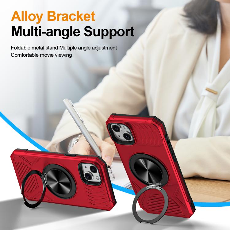For iPhone 14 Plus Alloy Rotating Holder MagSafe Shockproof Phone Case