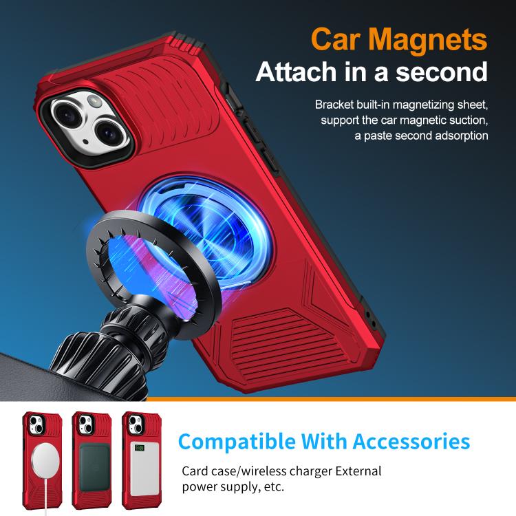 For iPhone 14 Plus Alloy Rotating Holder MagSafe Shockproof Phone Case