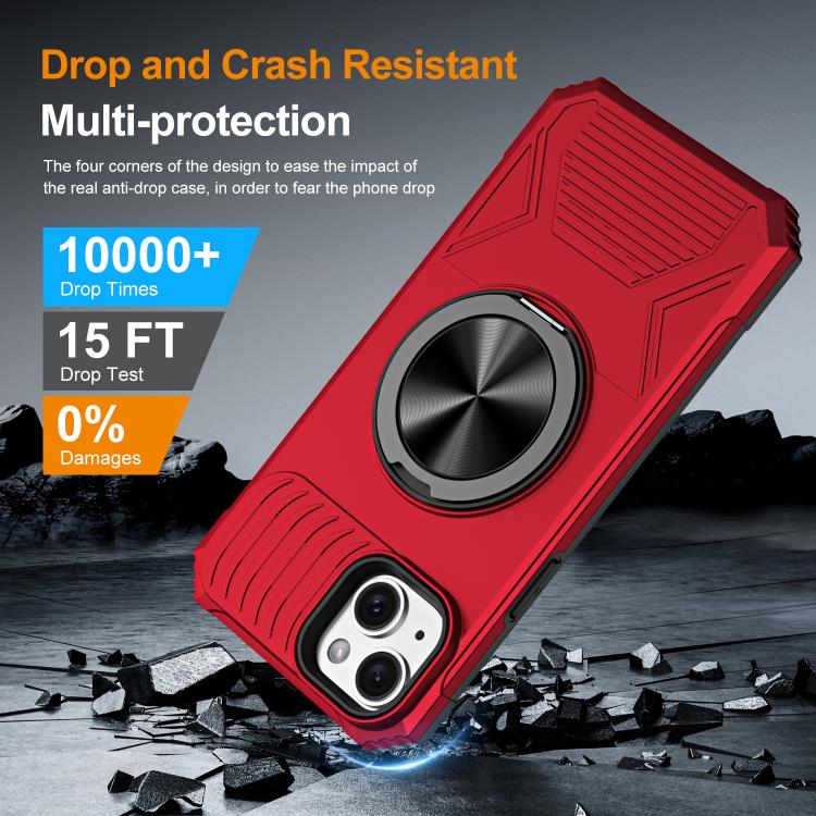 For iPhone 14 Plus Alloy Rotating Holder MagSafe Shockproof Phone Case