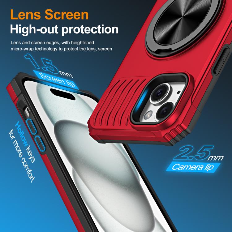 For iPhone 14 Plus Alloy Rotating Holder MagSafe Shockproof Phone Case