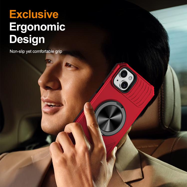 For iPhone 14 Plus Alloy Rotating Holder MagSafe Shockproof Phone Case