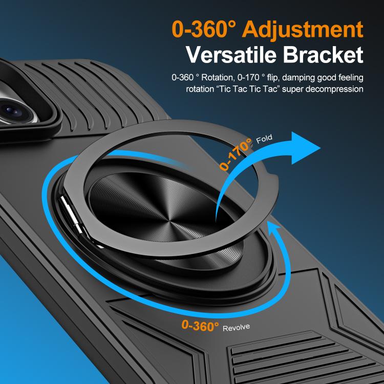 For iPhone 14 Plus Alloy Rotating Holder MagSafe Shockproof Phone Case