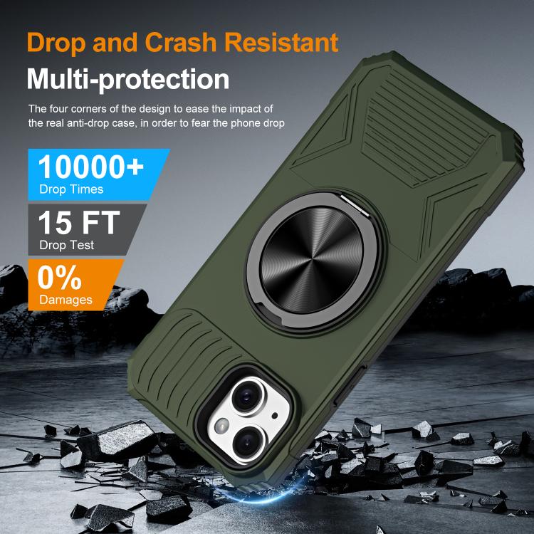 For iPhone 14 Plus Alloy Rotating Holder MagSafe Shockproof Phone Case