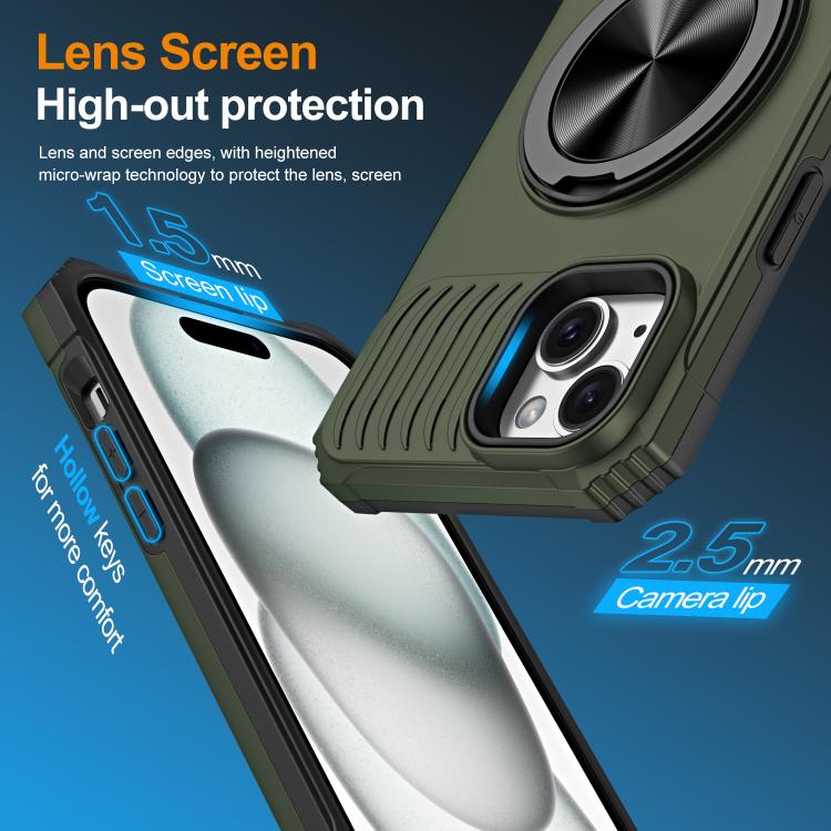 For iPhone 14 Plus Alloy Rotating Holder MagSafe Shockproof Phone Case