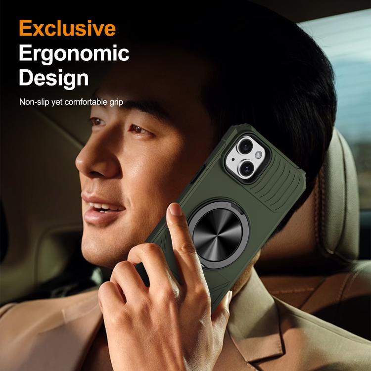For iPhone 14 Plus Alloy Rotating Holder MagSafe Shockproof Phone Case