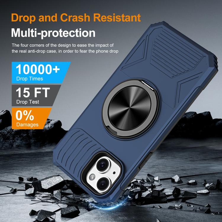 For iPhone 14 Plus Alloy Rotating Holder MagSafe Shockproof Phone Case