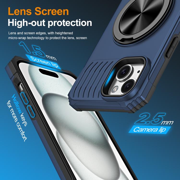 For iPhone 14 Plus Alloy Rotating Holder MagSafe Shockproof Phone Case