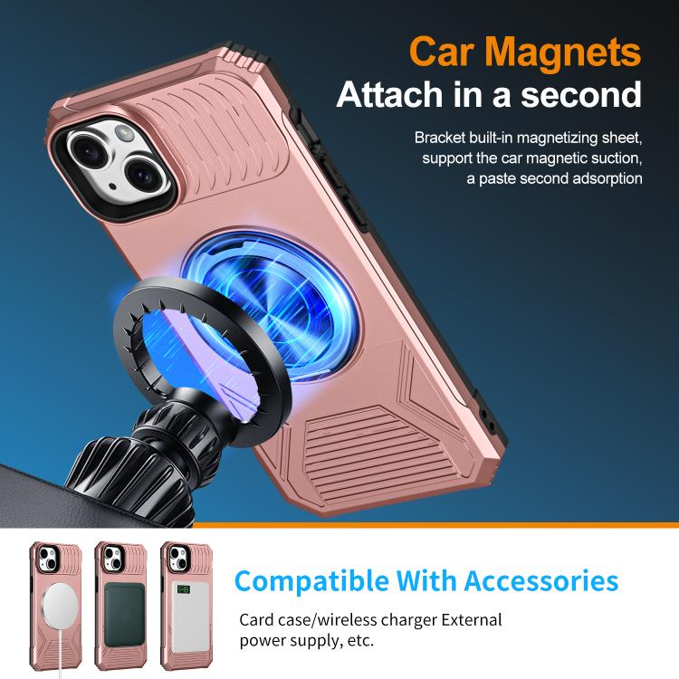 For iPhone 14 Plus Alloy Rotating Holder MagSafe Shockproof Phone Case
