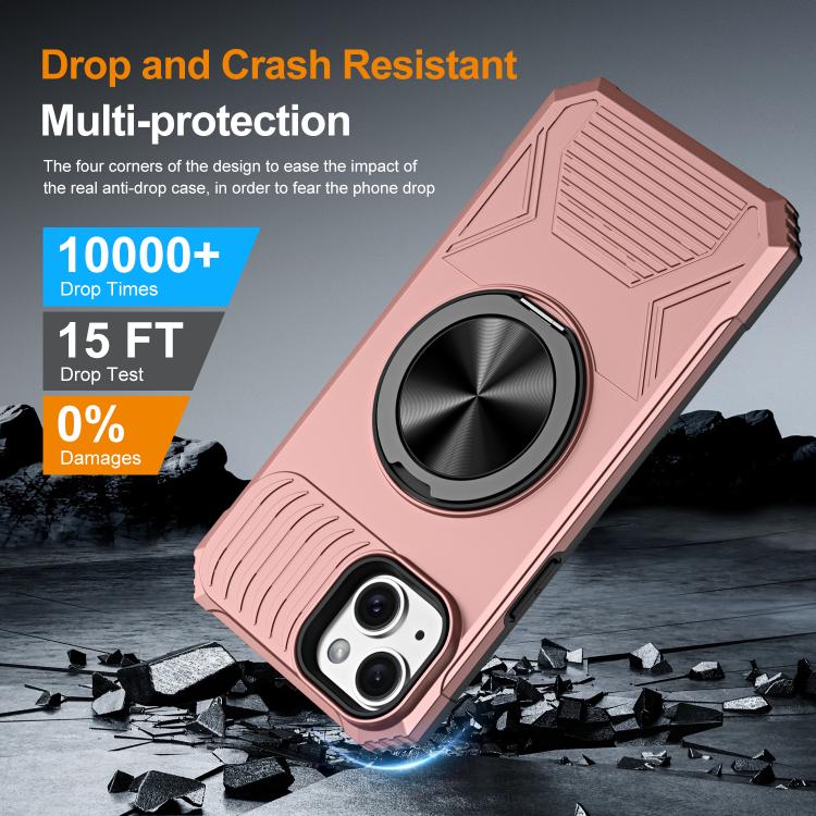 For iPhone 14 Plus Alloy Rotating Holder MagSafe Shockproof Phone Case