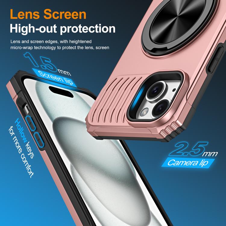 For iPhone 14 Plus Alloy Rotating Holder MagSafe Shockproof Phone Case