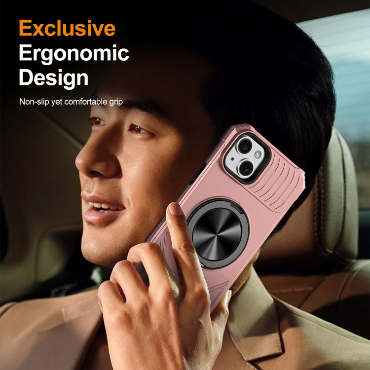 For iPhone 14 Plus Alloy Rotating Holder MagSafe Shockproof Phone Case