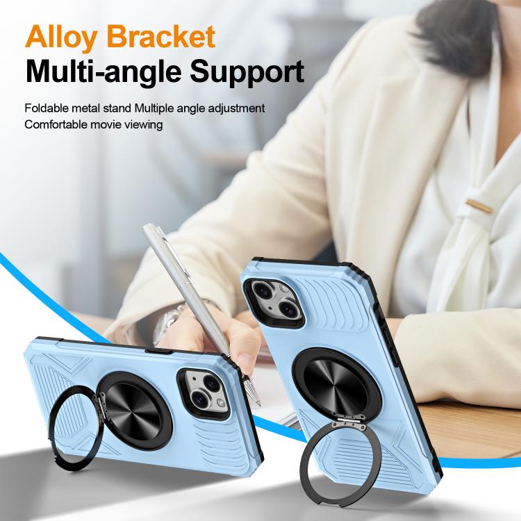 For iPhone 14 Plus Alloy Rotating Holder MagSafe Shockproof Phone Case