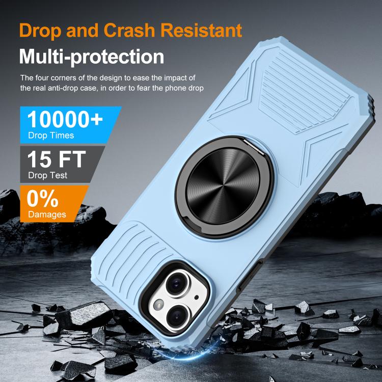 For iPhone 14 Plus Alloy Rotating Holder MagSafe Shockproof Phone Case