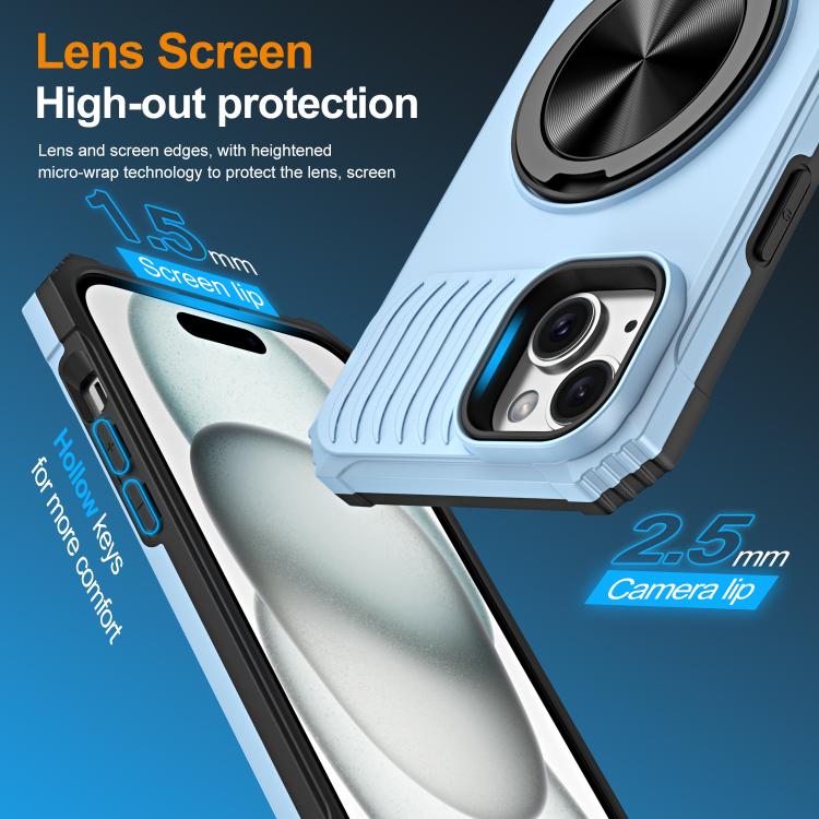 For iPhone 14 Plus Alloy Rotating Holder MagSafe Shockproof Phone Case