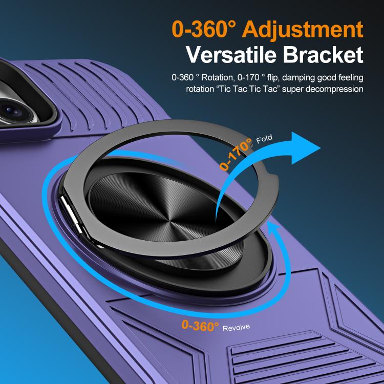 For iPhone 14 Plus Alloy Rotating Holder MagSafe Shockproof Phone Case