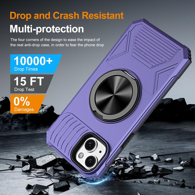 For iPhone 14 Plus Alloy Rotating Holder MagSafe Shockproof Phone Case