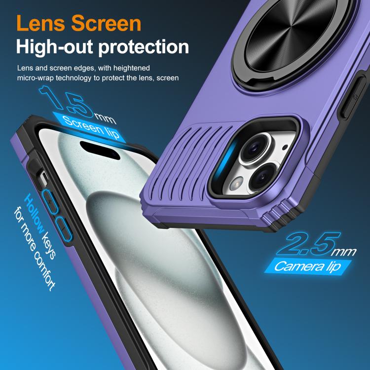 For iPhone 14 Plus Alloy Rotating Holder MagSafe Shockproof Phone Case