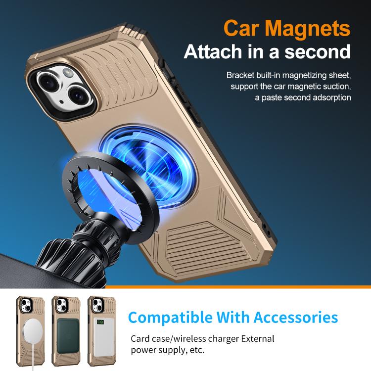 For iPhone 14 Plus Alloy Rotating Holder MagSafe Shockproof Phone Case