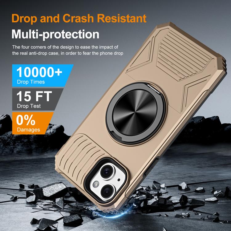 For iPhone 14 Plus Alloy Rotating Holder MagSafe Shockproof Phone Case