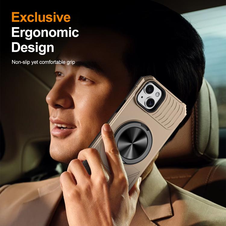 For iPhone 14 Plus Alloy Rotating Holder MagSafe Shockproof Phone Case