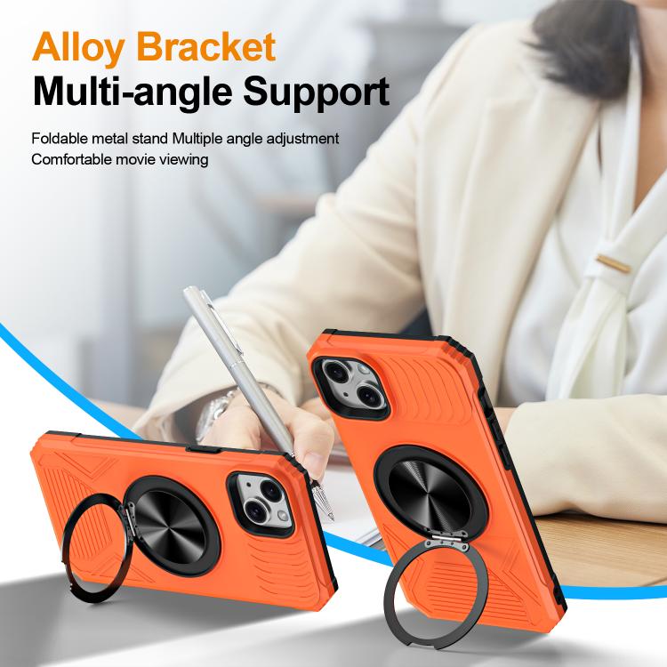 For iPhone 14 Plus Alloy Rotating Holder MagSafe Shockproof Phone Case