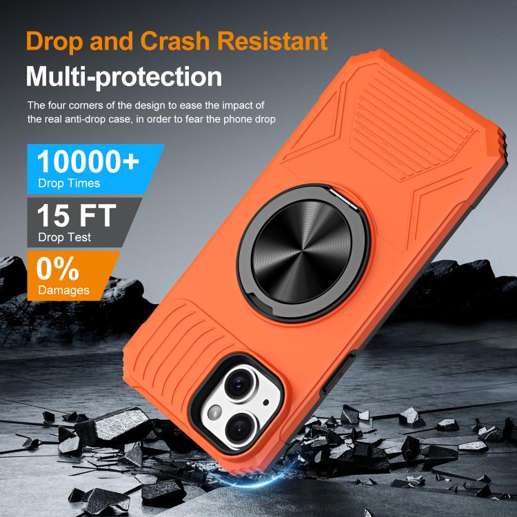 For iPhone 14 Plus Alloy Rotating Holder MagSafe Shockproof Phone Case